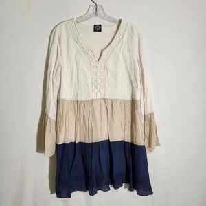 Calstyle Boho Crochet Tier Dress Women’s Sz Large